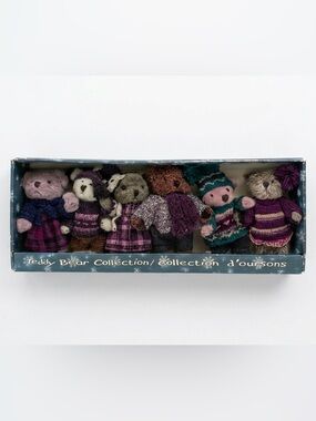 NWT Hugfun Vintage Multicolour 8 In Teddy Bear Collection- Set of 8 Mini Bears